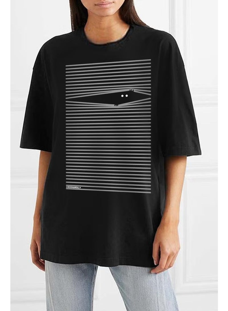 Rock&Roll Noluyo Ya Oversize Black Short Sleeve Women's T-Shirt - Image 2